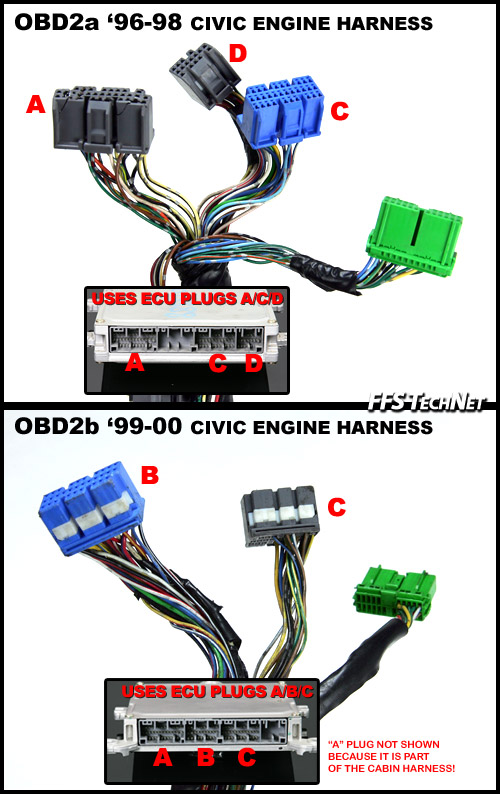 OBD2B to OBD1 ECU Conversion Harness Adapter Jumper for Honda 1998-2000 Civic /1998-2002 Accord /2000-2001 Acura Integra 